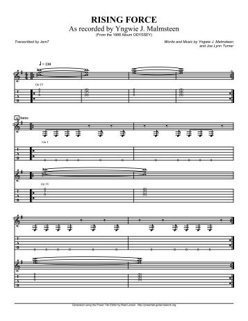 Complete Transcription To "Rising Force" (PDF) - Guitar Alliance