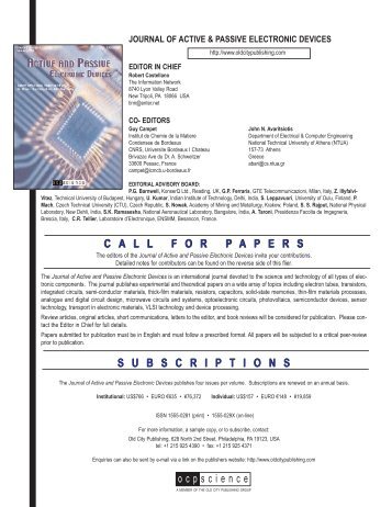 JAPED call for papers - Old City Publishing