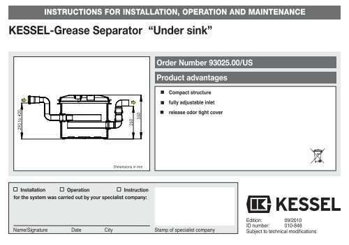 Grease separators - KESSEL - Leading in drainage