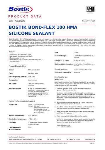 BOSTIK BOND-FLEX 100 HMA SILICONE SEALANT - FineCal