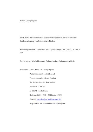 Autor: Georg Wydra Titel: Zur Effektivität verschiedener ...