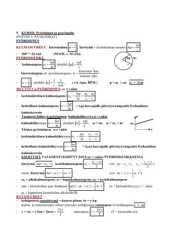 5. KURSSI: Pyöriminen ja gravitaatio (FOTONI 5: PÄÄKOHDAT ...