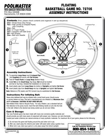 All-Pro Water Basketball Game Instructions - Poolmaster