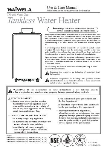 PH2-DV Manual - Paloma Water Heaters