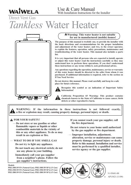 PH2-DV Manual - Paloma Water Heaters