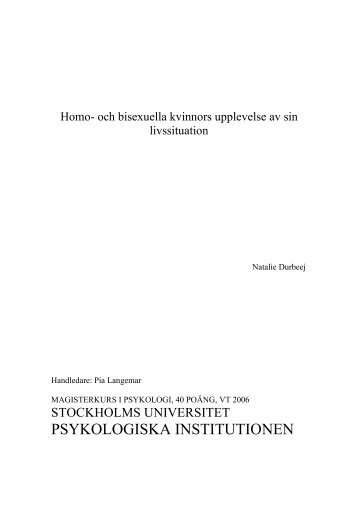 Homo- och bisexuella kvinnors upplevelse av sin livssituation - RFSL