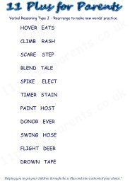 Verbal Reasoning Type J worksheet - Guide for the 11 Plus