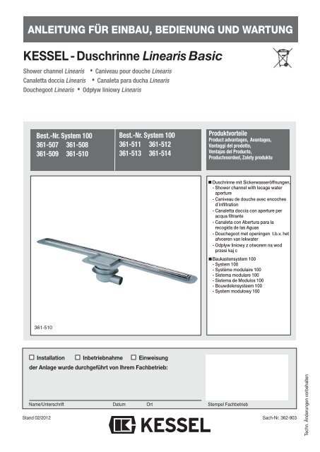 KESSEL-Duschrinne Linearis Basic