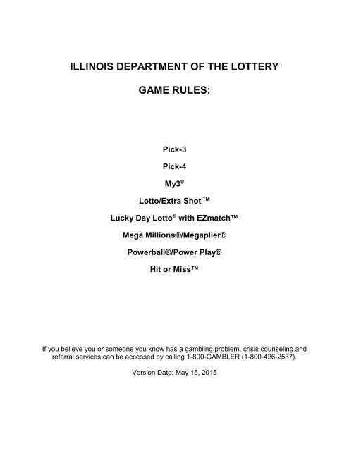 View Lotto Rules - Illinois Lottery