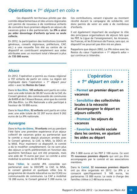 Le rapport d'activitÃ© 2012 (pdf, 6.27 Mb) - La Jeunesse au Plein Air