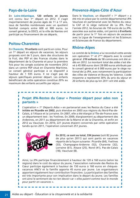 Le rapport d'activitÃ© 2012 (pdf, 6.27 Mb) - La Jeunesse au Plein Air