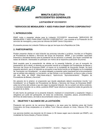 MINUTA EJECUTIVA ANTECEDENTES GENERALES - Enap