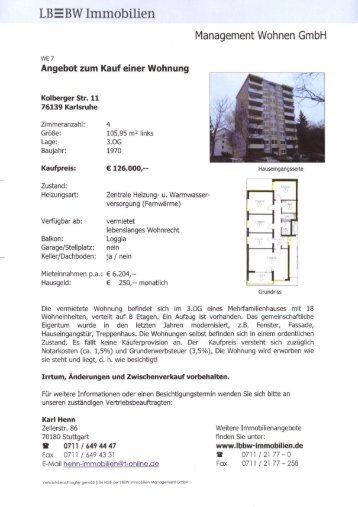 LBEBW Immobilien Management Wohnen GmbH - Henn - Immobilien