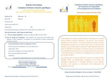 Bulletin d'inscription L'adoption d'enfants Ã  besoins spÃ©cifiques - EFA