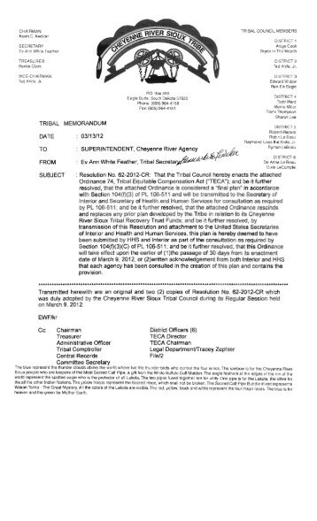 TECA (JTAC) Ordinance 74 - Cheyenne River Sioux Tribe