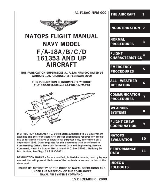 natops flight manual navy model f/a-18a/b/c/d 161353 and up aircraft