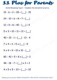 Verbal Reasoning Type I worksheet - Guide for the 11 Plus