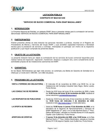 servicio de buceo comercial para enap magallanes