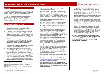 CIP Quick Reference Card - Woolworths wowlink