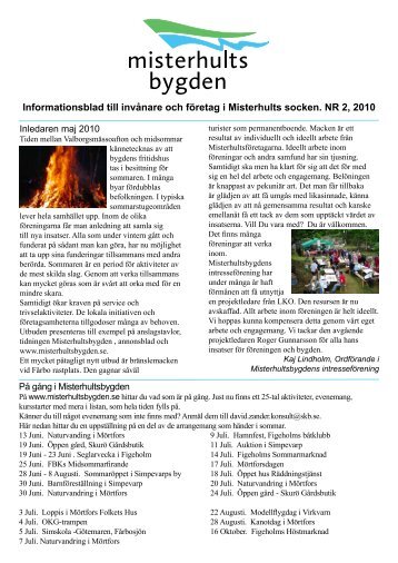 Informationsblad nr 2, 2010 - Misterhultsbygden