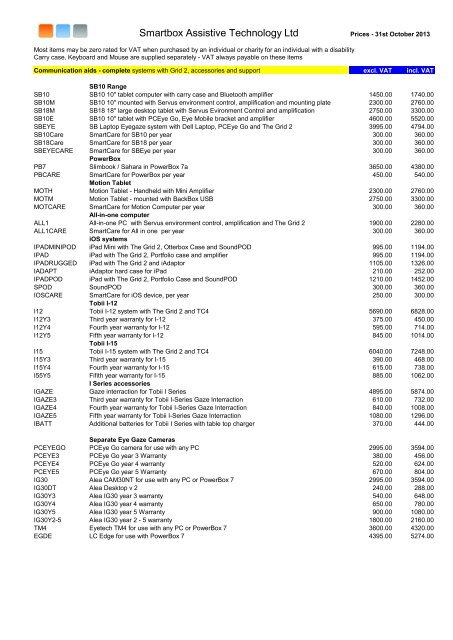 Download Price List - Smartbox Assistive Technology