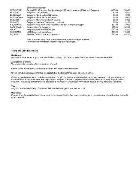 Download Price List - Smartbox Assistive Technology