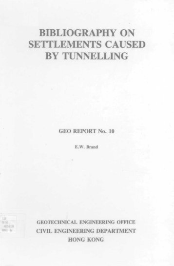 BIBLIOGRAPHY ON SETTLEMENTS CAUSED BY TUNNELLING ...