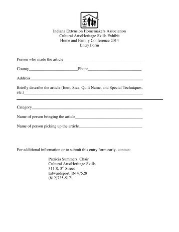 Cultural Arts Exhibit Entry Form & Information - IEHA-families.org