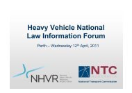 Perth NHVL Forum 13th April - National Transport Commission