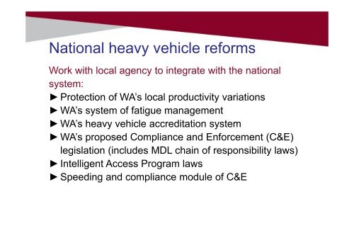 Perth NHVL Forum 13th April - National Transport Commission