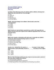 Journal of Athletic Training Vol 42 #1 CEU Quiz Questions - National ...