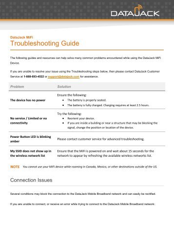 MiFi Troubleshooting Guide -  DataJack