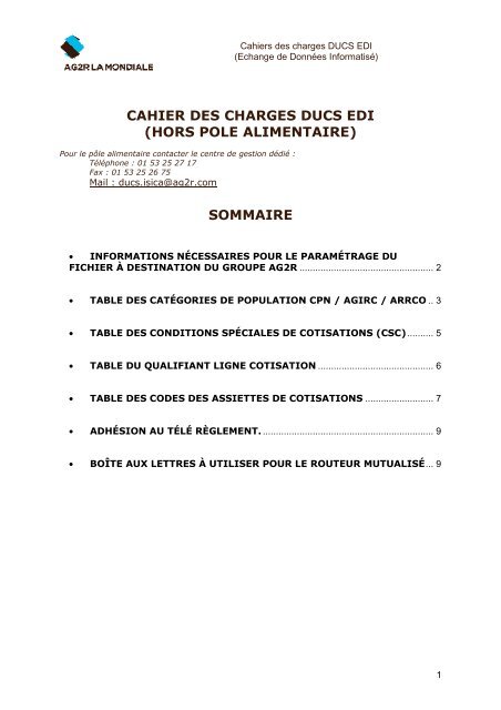 Cahier Des Charges Ducs Edi Ag2r