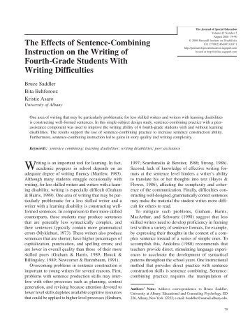 The Effects of Sentence-Combining Instruction on the Writing of ...