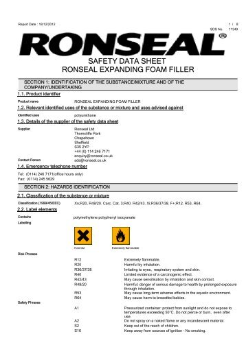 SAFETY DATA SHEET RONSEAL OUTDOOR VARNISH - Toolbank
