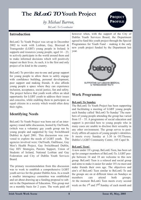 Issue 45: May 2005 - Youth Work Ireland