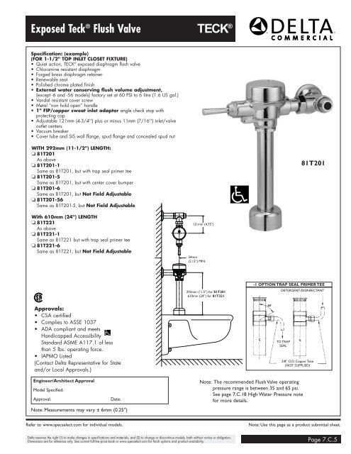 Exposed TeckÂ® Flush Valve - Amre Supply