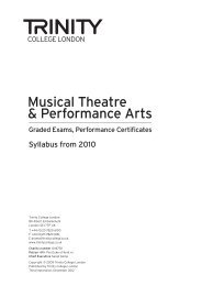 Musical Theatre & Performance Arts - Trinity College London