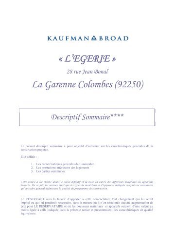Â« L'EGERIE Â» La Garenne Colombes (92250) - Kaufman & Broad