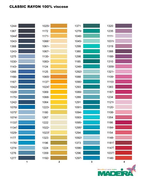 Madeira Rayon Color Chart