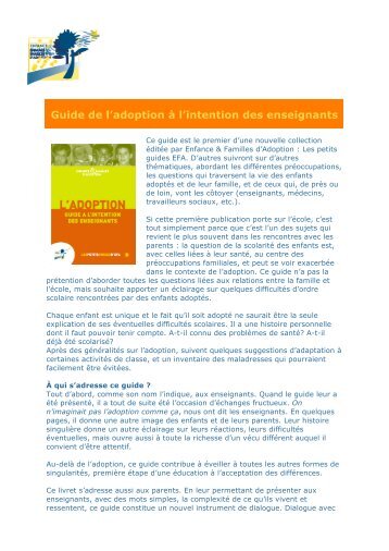 Guide de l'adoption Ã  l'intention des enseignants - EFA