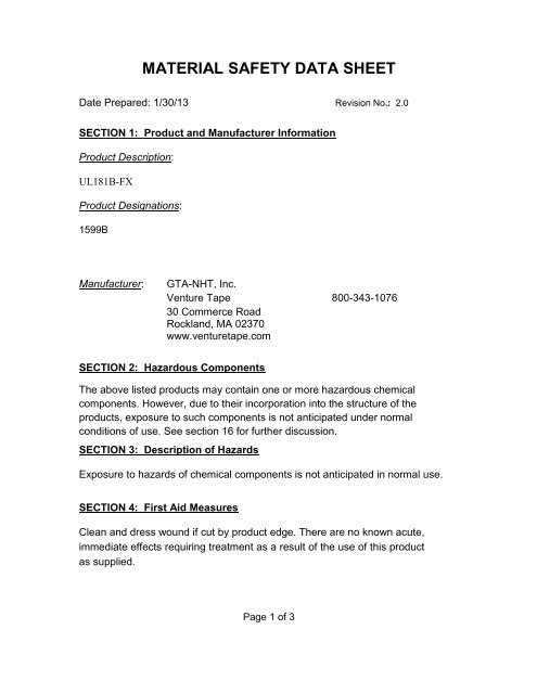 1599B MSDS.pdf - Venture Tape