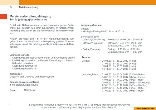 Bildungsangebot 2012 mit Deckblatt - Handwerkskammer Halle