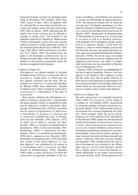 The terminology of larval cestodes or metacestodes