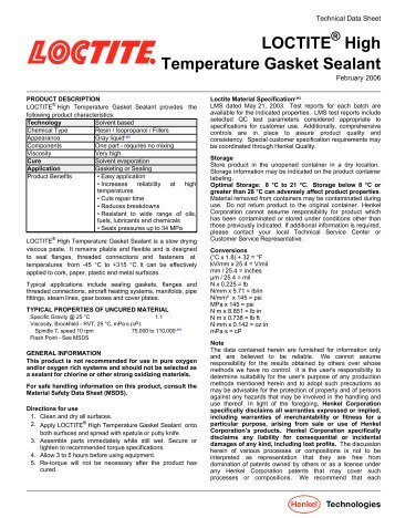 LOCTITE High Temperature Gasket Sealant - ChemCenters