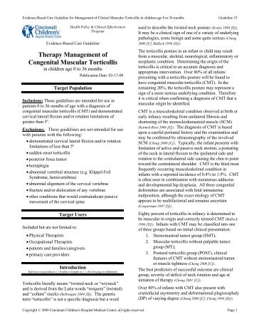 Therapy Management of Congenital Muscular Torticollis