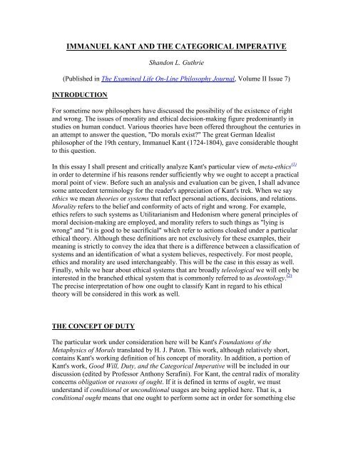 Immanuel Kant And The Categorical Imperative Squarespace