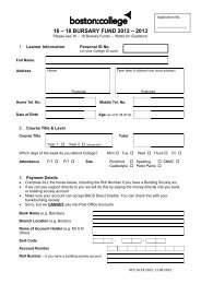 Bursary Fund - Application Form 2012-13 - Boston College