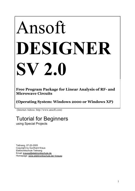 Ansoft DESIGNER SV 2 - von Gunthard Kraus