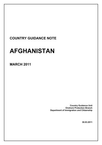 Country Guidance Note - Afghanistan - Department of Immigration ...